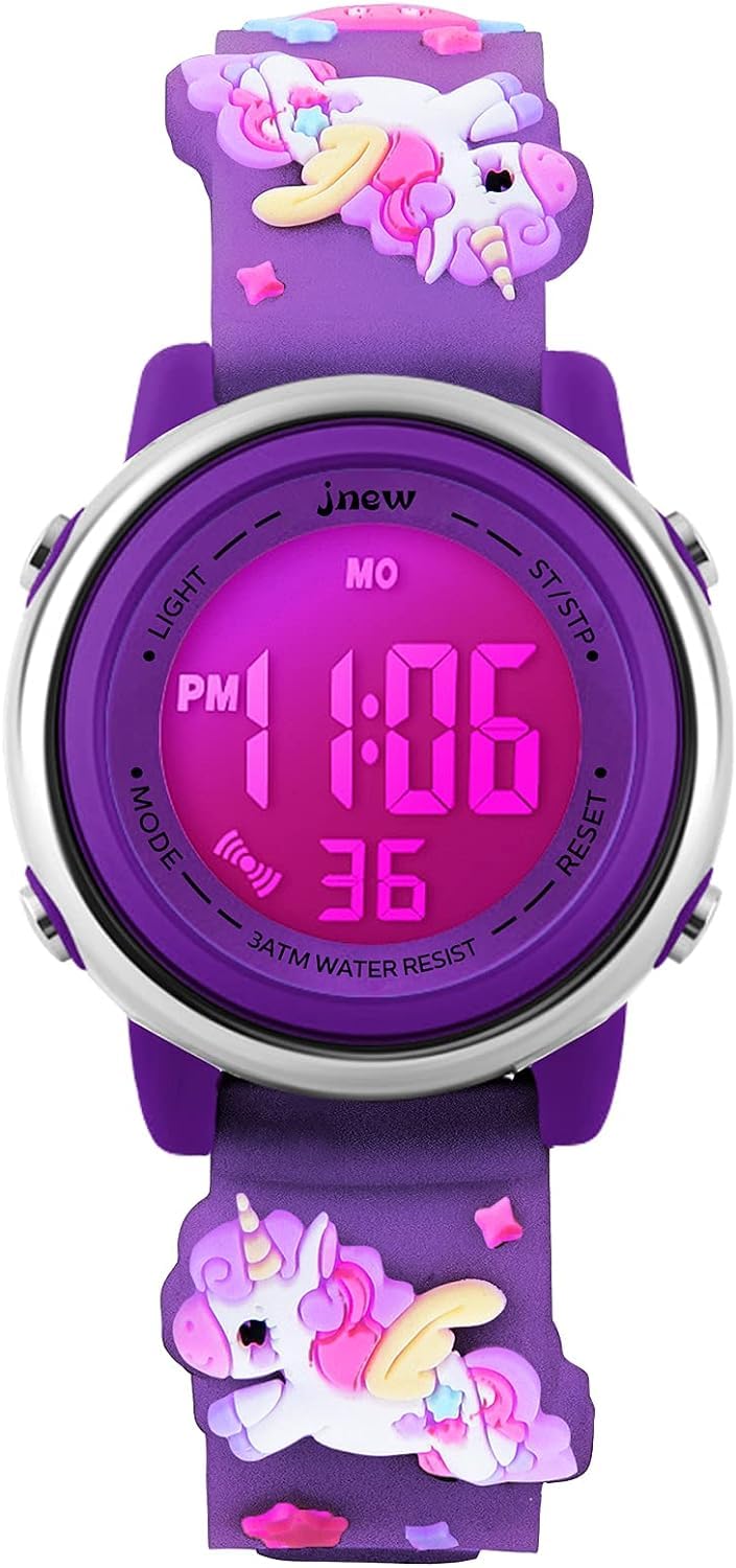 Hooper® Premium 3D Girl Kids Wrist Watch,Unbreakable Silicone Strap, Girl Watch, 7 Colors Led Multifunction Digital Watch, Age 3-10 Years, Unicorn, Purple Color (B0DCW43MZ5) Amazon Price History, Amazon Price Tracker