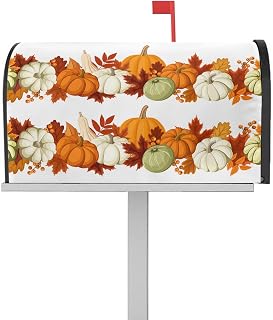 Mailbox Cover Magnetic Thanksgiving Pumpkin Fall Maple Leaf Seamless Mailbox Covers Standard Size 21x18in,Mailbox Covers Wrap Post Letter Box Cover for Garden Yard Outdoor Decor Berry Farm Harvest