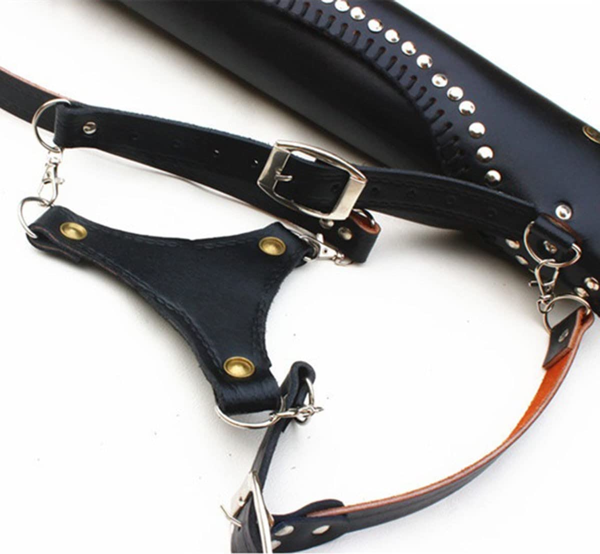 Ensemble Carquois Et Noeud Traditionnel En Cuir Noir – Ceinture Et Clip Inclus, Pour Arc Longbow Ou Recurve