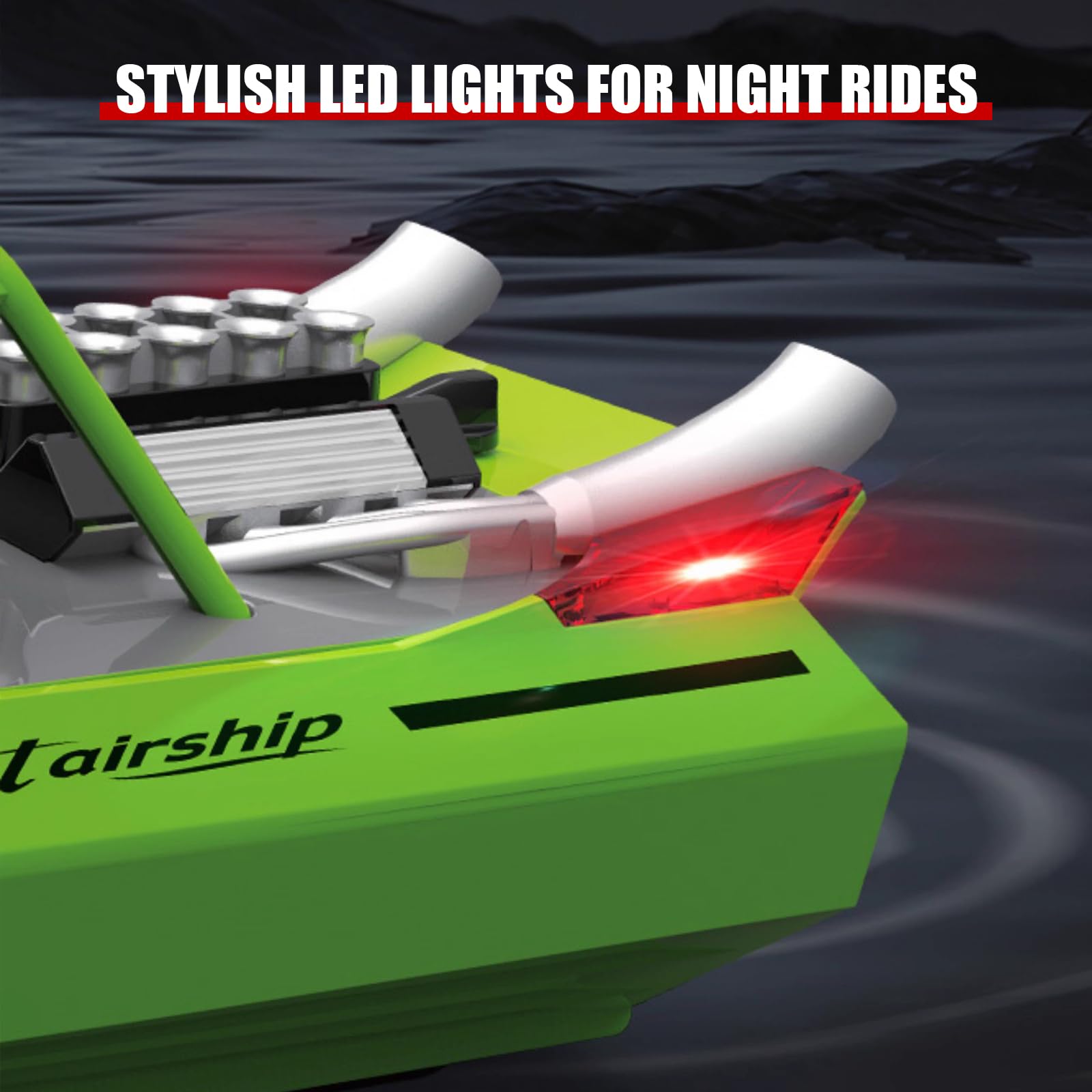 ARRIS Barca RC ad alta velocità con telecomando da 2,4 GHz, 2 batterie ricaricabili e luci a LED per piscina, laghi d'acqua, jet boat RTR per adulti, regali giocattoli (verde)