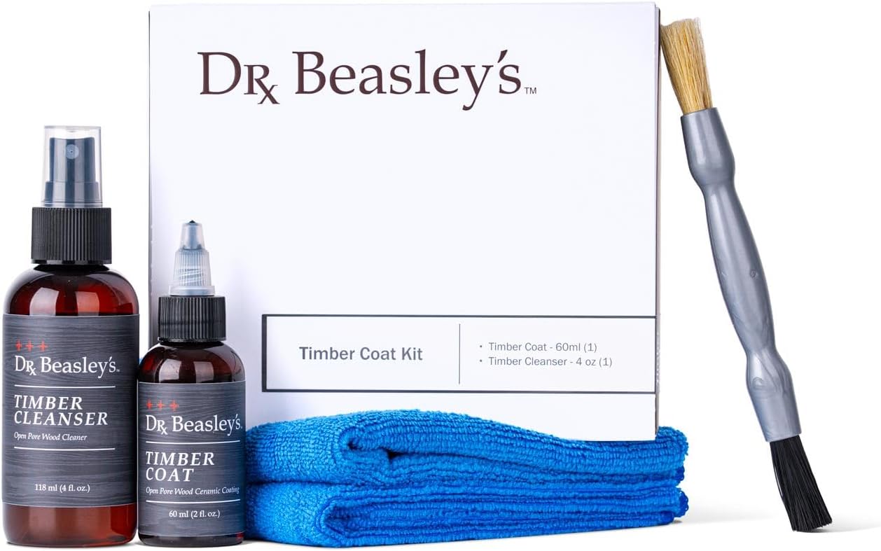 Dr. Beasley's Timber Coat Kit with Accessories - Cleans & Protects Open Pore Wood Veneer Trim - Safely Maintains Texture & Appearance - Ideal for Vehicle Interiors & Furniture