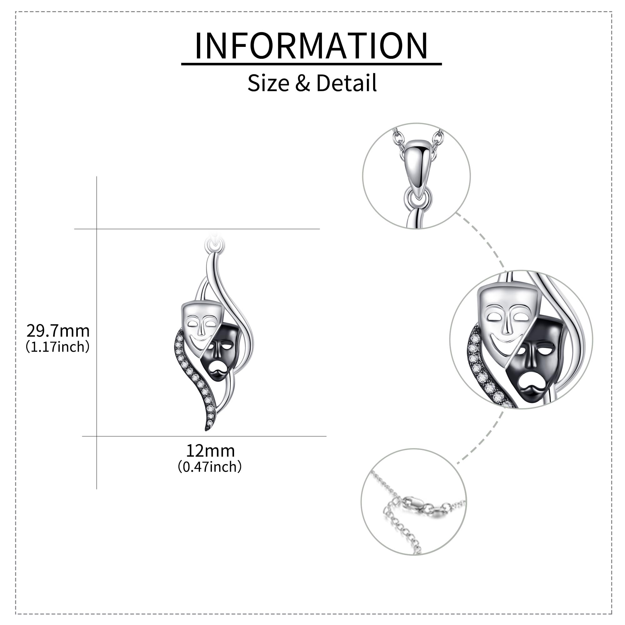 Collana con commedia e maschere tragedia in argento Sterling, per donne