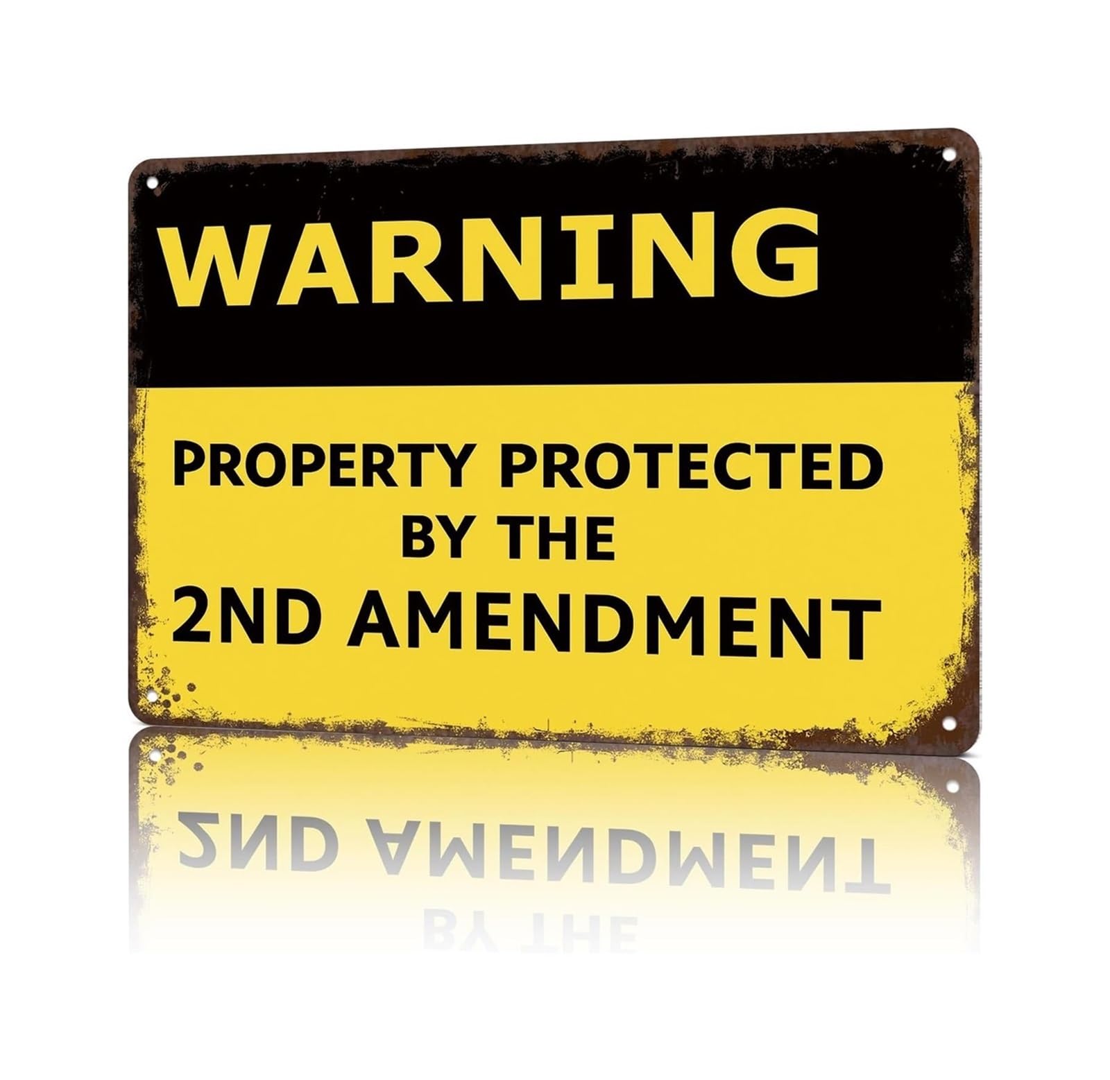 ZDVHOMCB Classic Property Protected By The 2nd Amendment Metal Plaque American Flag Quote Artwork Distressed Finish For Basement 8 X 12 inch