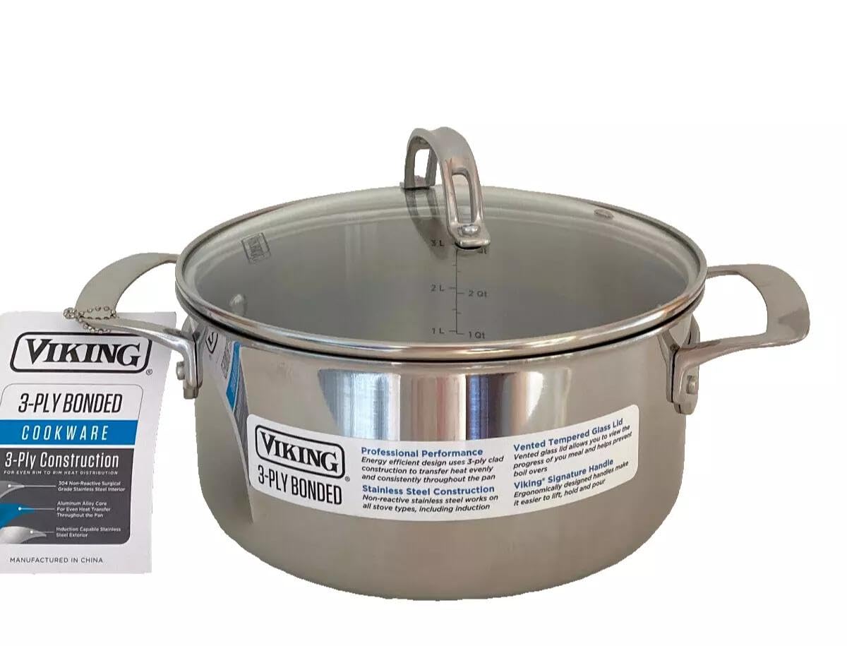 Amazon.com: Viking 4 Qt. 3-Ply 18/8 Stainless Steel Stock Pot w