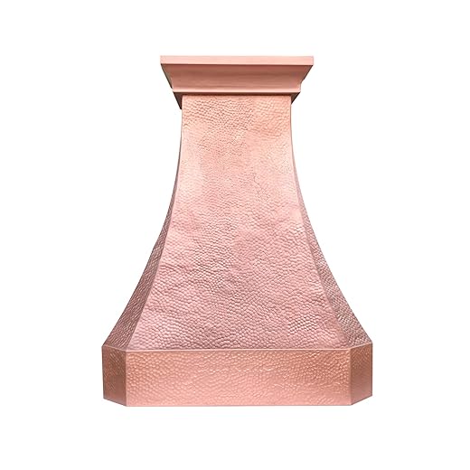 CT Copper Tailor Copper Vent Hood Wall Mount,54'' W,42''H,1260 CFM Exhaust Fan,Stainless Steel Vent,LED Light,Dishwasher-Safe Baffle Filters,Heavy Hammered-Penny Patina,VH30