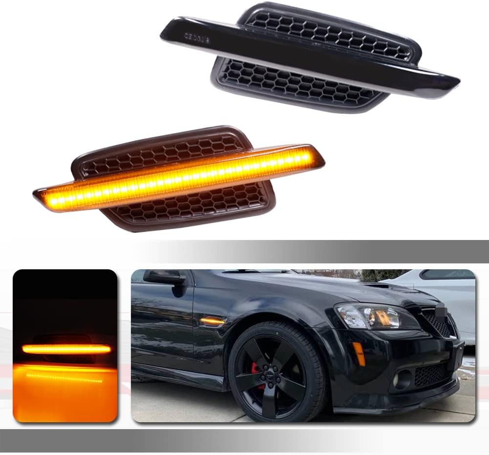 For 2008 2009 Pontiac G8 Front Fender Side Marker Lights Turn Signal Light Amber Led Smoked Lens OEM
