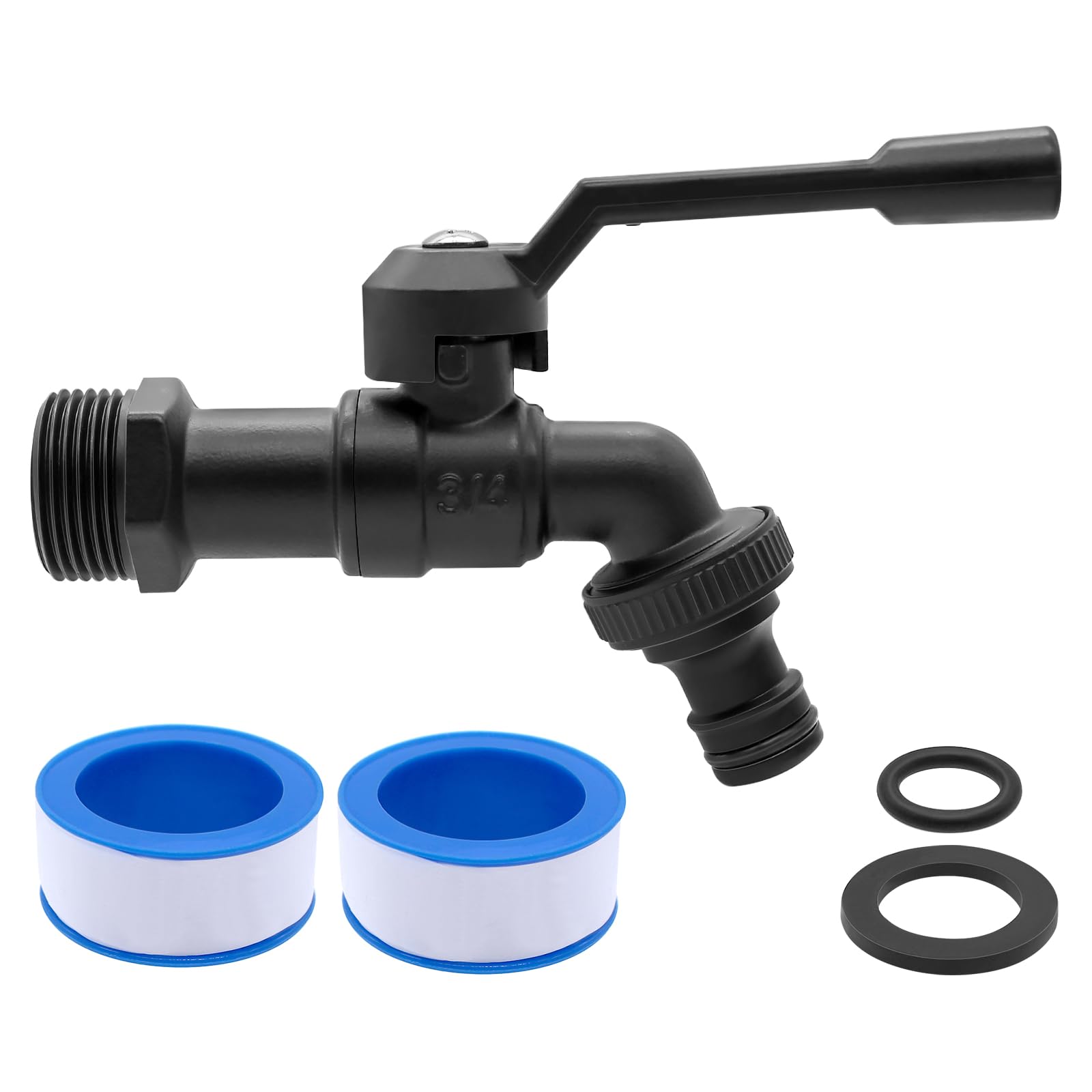 AIMEKE 3/4 Zoll Wasserhahn Garten Messing Kugelhahn Aussen Frostsicher -20℃ Auslaufhahn Hitzebeständig 120℃ Außenwasserhahn mit Schlauchanschlüsse (Schwarz)