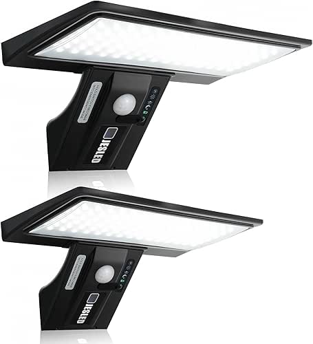 JESLED Luz Solar Exterior, 2 Paquete 90 LED, Foco Potente