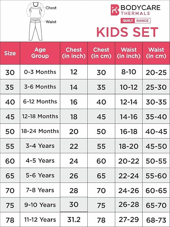 Image of Bodycare Insider Anti-Bacterial Solid Kids Thermal Top & Bottom Unisex Set