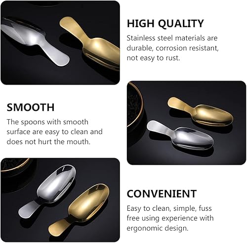 Miniatura 4 de DOITOOL 3 cucharas de acero inoxidable dorado con mango corto, mini cucharas de sal, 3.6 x 1.2 pulgadas, cuchara de condimentos de acero inoxidable,