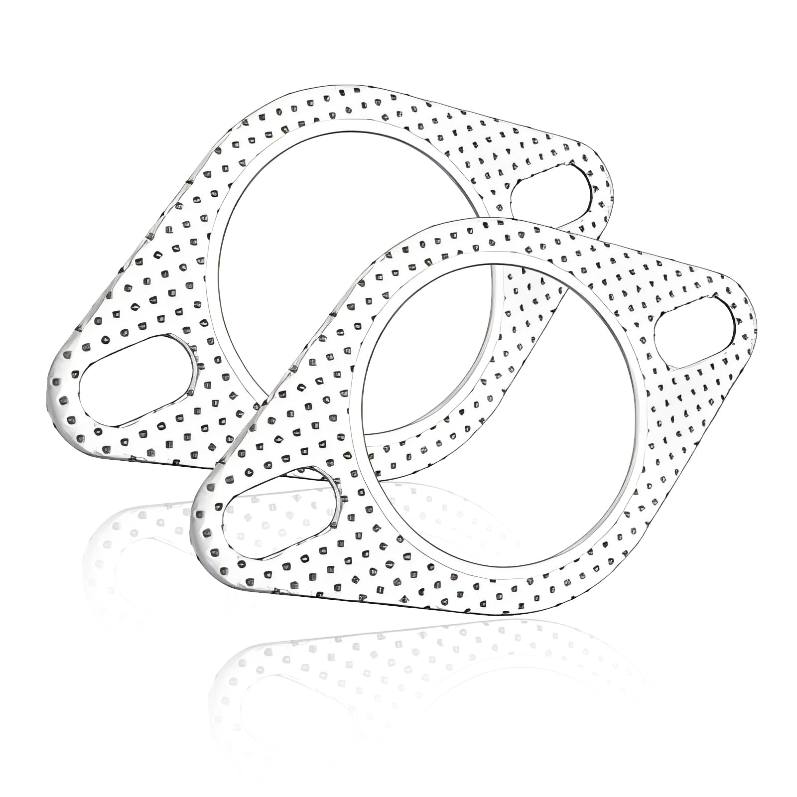 UGSHY 2 PCS Car Modified Exhaust Pipe Interface Gaskets, 2.5In Metal High Temperature Exhaust Gasket Replacement, Universal Automotive Seal Fasten Gasket Accessories for Trucks SUVs Cars (Silver)