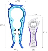 Vista 4 de Abrelatas más reciente para manos débiles, kit de abridor de botellas multifunción 6 en 1 con mango de silicona fácil de usar para niños, ancianos