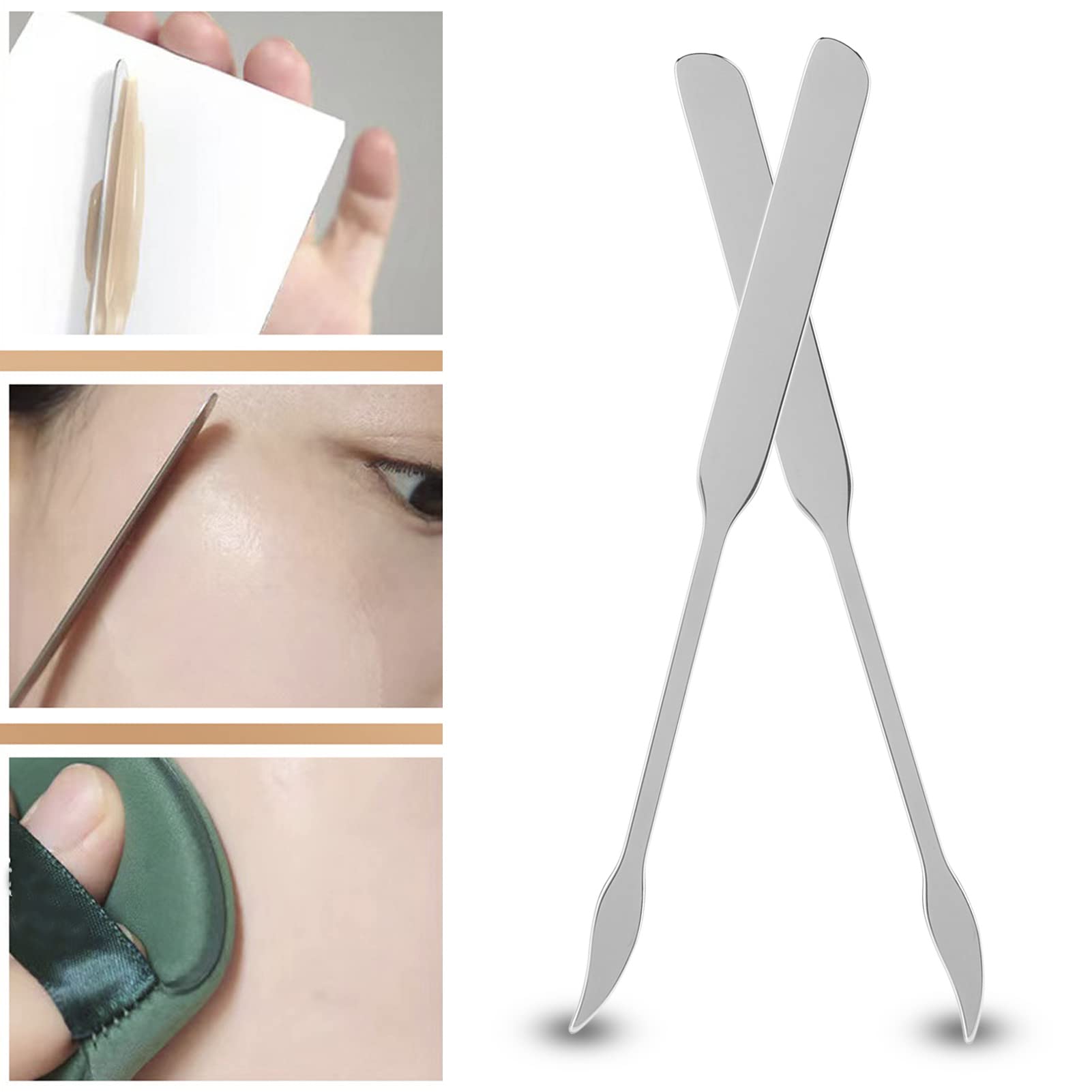 Espátula de Maquillaje de 10 Uds., Herramienta de Acero Inoxidable, espátula de Base de Doble Punta para Accesorios de Maquillaje