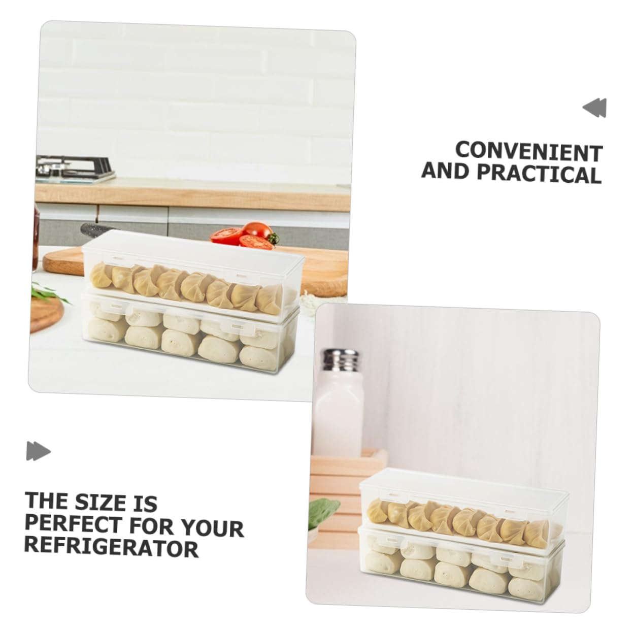 Mikinona Set de 3 Cajas Rectangulares de Plástico para Refrigerador, Capacidad 1560ml, Tapa Sellada para Conservar Alimentos y Optimizar el Orden la Cocina