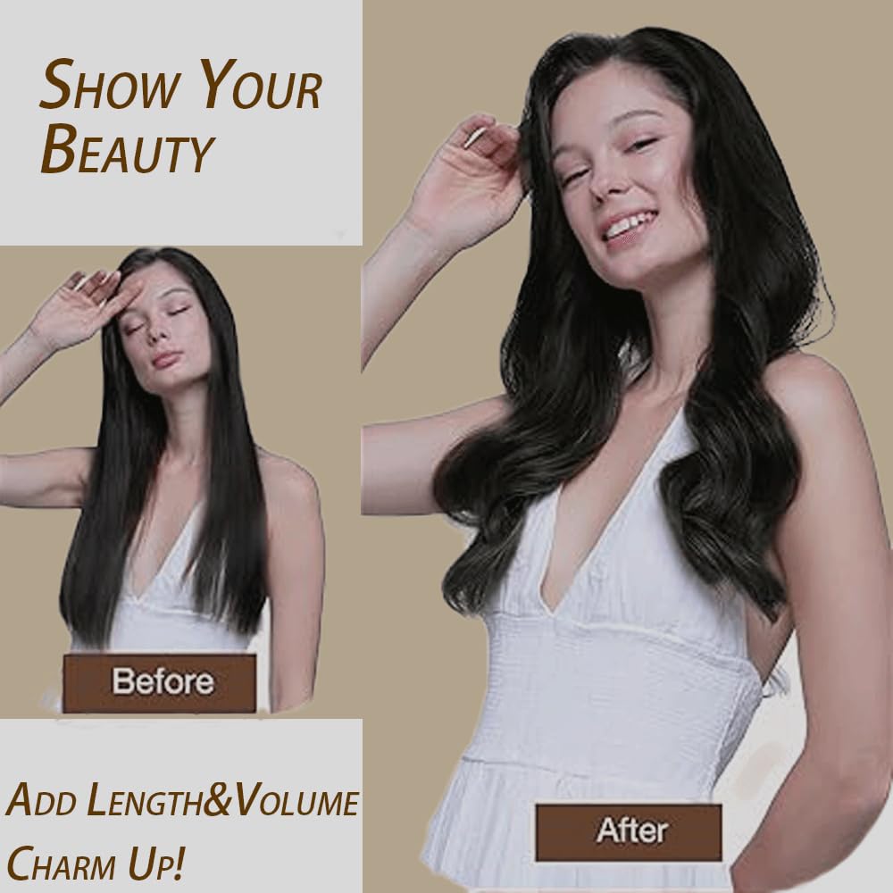 Extension con clip dritte in capelli umani, extension con clip invisibili P27/613, bionda 120 g, 7 pezzi per confezione da donna