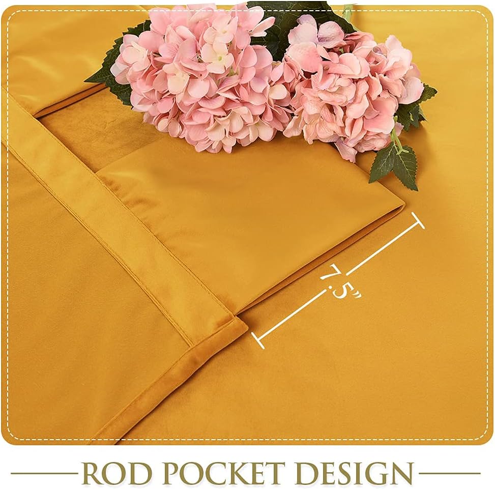 StangH Thick Velvet Curtain Panels - Sunlight Blocking Large Window Drapes with Twist Tab Design for Bedroom/Party/Hotel Hall, Orange Gold, W52 x L96 inches, 2 Panels