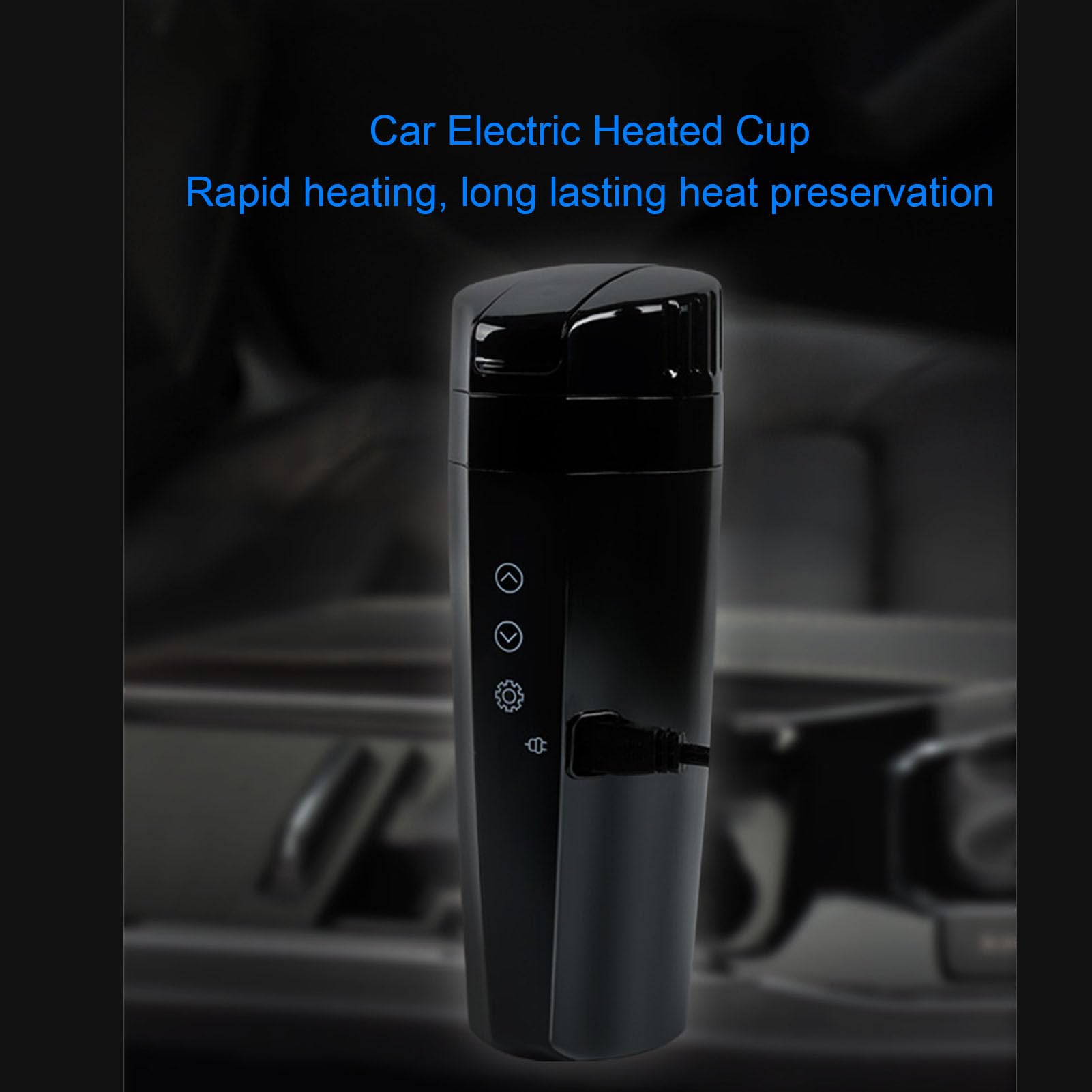400ML Taza Eléctrica Calefactable, Taza de Auto de Acero Inoxidable 304 con Pantalla LED y Control de Temperatura, para Viajes Oficina Camión SUV