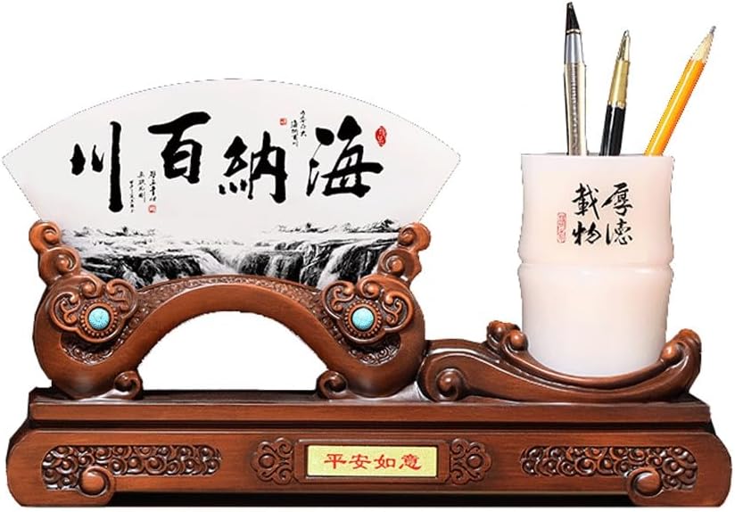 Glass screen pen holder decoration, boss's office desk decoration(38 * 10 * 24cm)