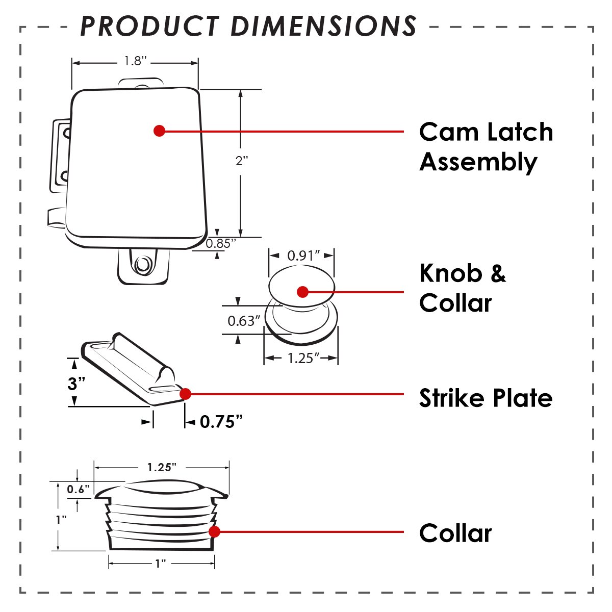 Latches 23090NIDB WhisperLatch Cam Latch Assembly ITC Tools