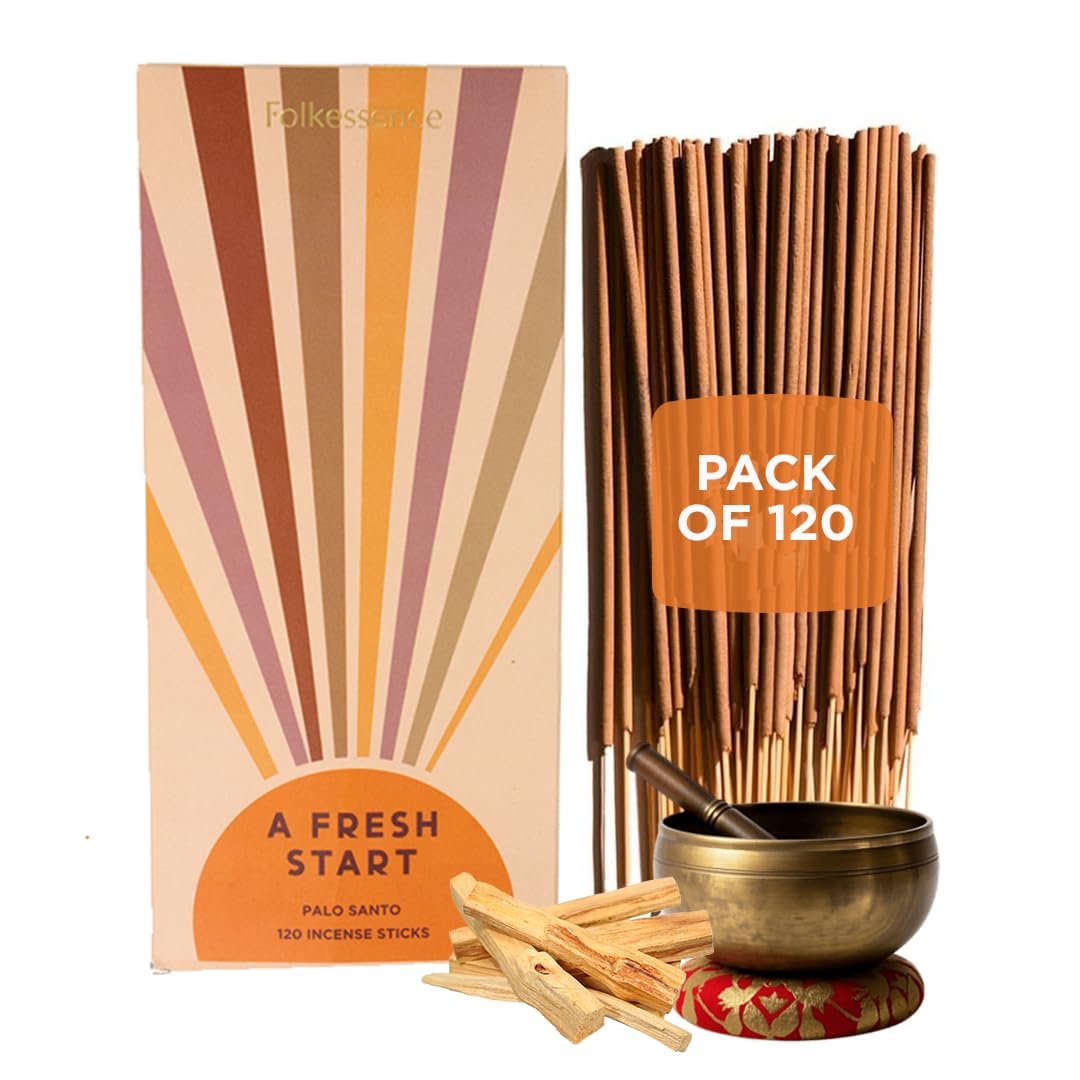 Folkulture Women's Palo Santo And Sandalwood Palo Santo Incense Sticks | 120 Premium Incense | No Charcoal, No Black Smoke | Woody Aroma For Fresh Start, Relaxation & Gifting | Organic, Non-Toxic Incense