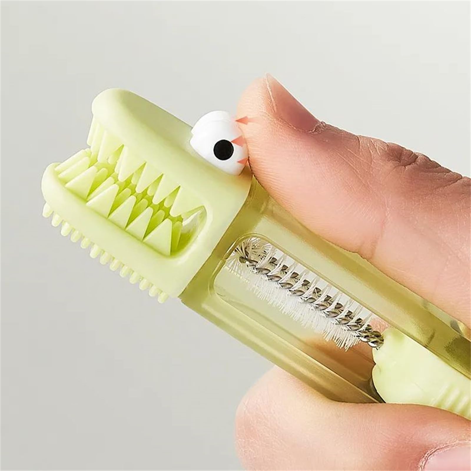 Sharkbrush Set 3 In 1 Spazzole Per Pulizia Coperchi Tazze E Bottiglie – Con Setole In Silicone E Metalliche, Manico Ergonomico - 4