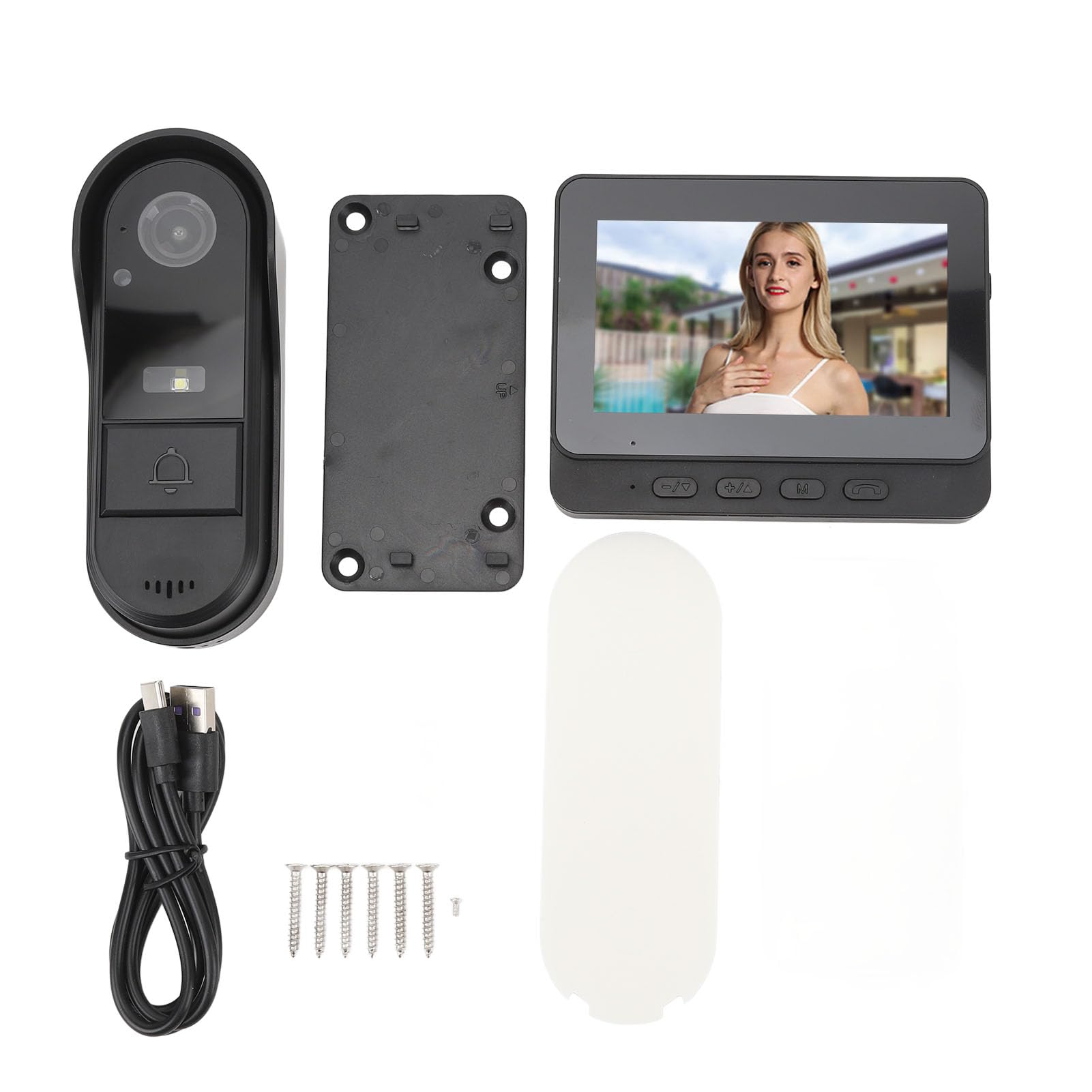 Citofono Videocitofono Wireless con Videocamera Videocitofono HD 1080P, Display a Colori da 4,3 Pollici, Impermeabile IP65, Citofono Bidirezionale, Funzioni di Visione Notturna