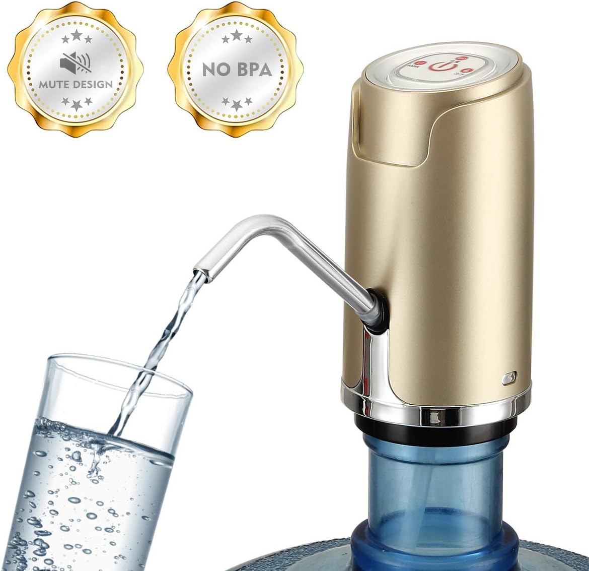 【Upgraded Version】Water Bottle Pump, USB Charging Water Dispenser-Protable Compact Electric Drinking Water Pump, Silent Design-Fits for 2 to 5 Gallon Universal Water Bottle