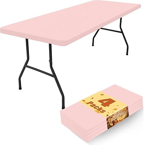 Miniatura 98 de Paquete de 4 manteles rectangulares de elastano de 6 pies, elásticos y ajustables para pícnic, elásticos y lavables para exteriores, campamentos
