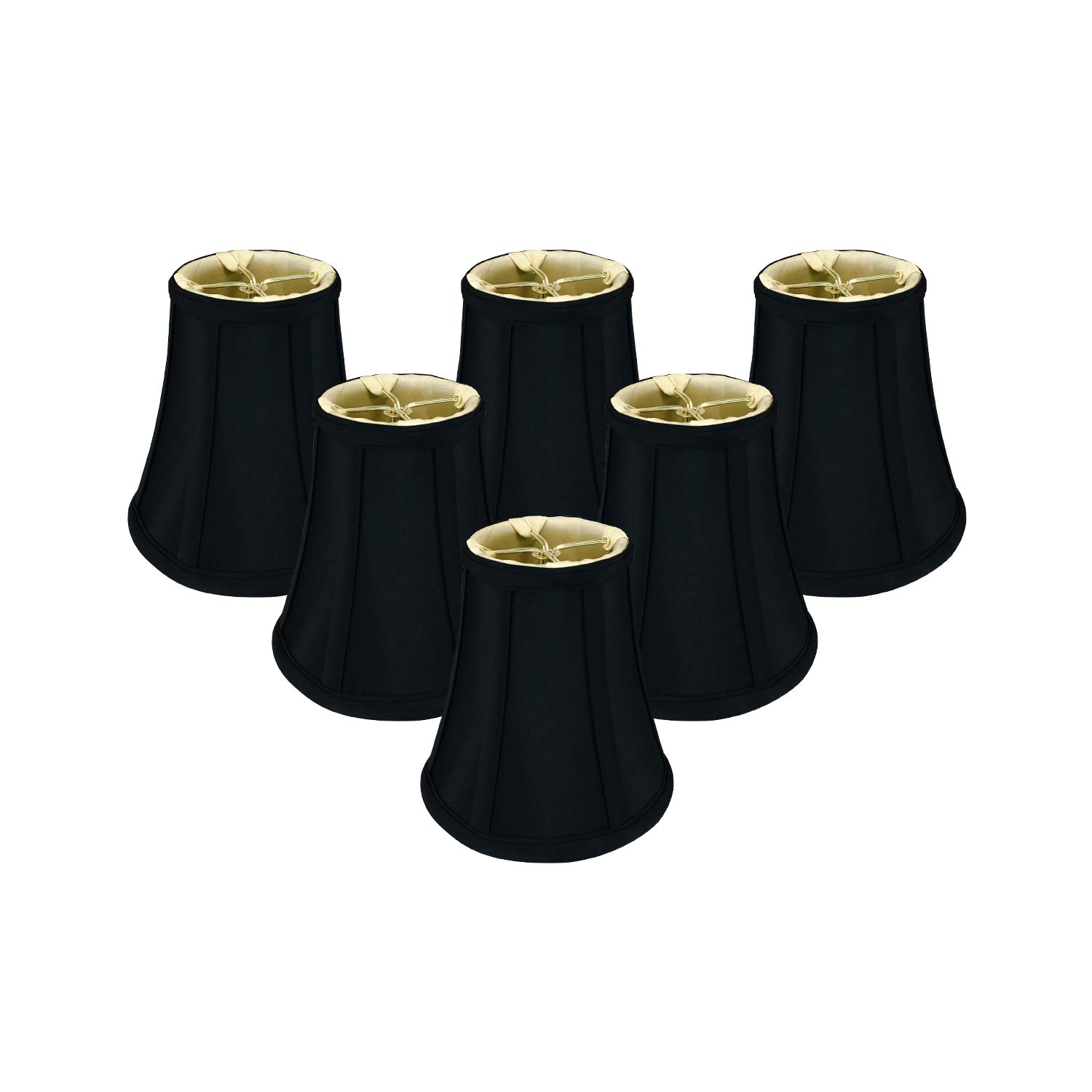 Royal Designs, Inc. BSO-704FC-6BLK/GL-6 True Bell Basic Lamp Shade with Flame Clip, 3.5 x 6 x 6.25, Black with Gold, 6-Pack