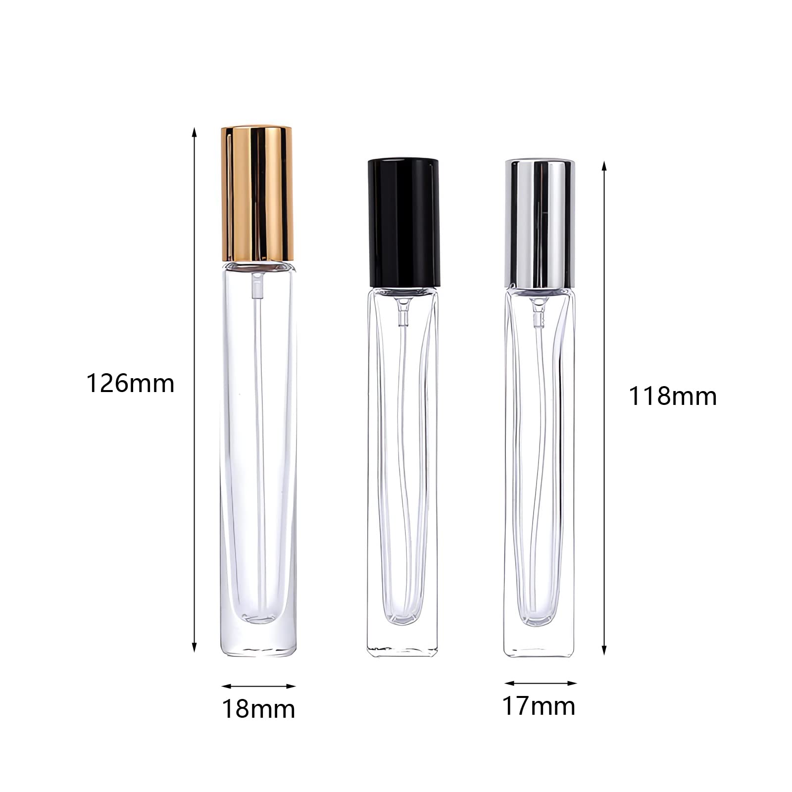 24 Pezzi 10ml Quadrato Vuoto Bottiglie Atomizzatore Vetro Trasparente di Profumo con Tappi Oro di Profumo flacone spray Con Sprayer per Vita Quotidiana