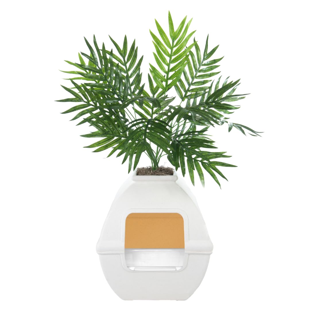 Good Pet Stuff Hidden Litter Box Planter, Decorative Cat Litter Enclosure with Carbon Filter, Artificial Plant, Easy Clean, Indoor Design, Courtyard