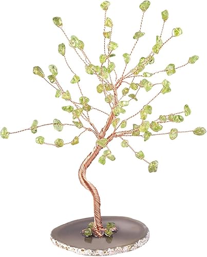 Miniatura 3 de TUMBEELLUWA Árbol de dinero de cristal curativo con rodajas de ágata, pulido de piedras preciosas pulidas, árbol bonsái, Feng Shui, decoración para