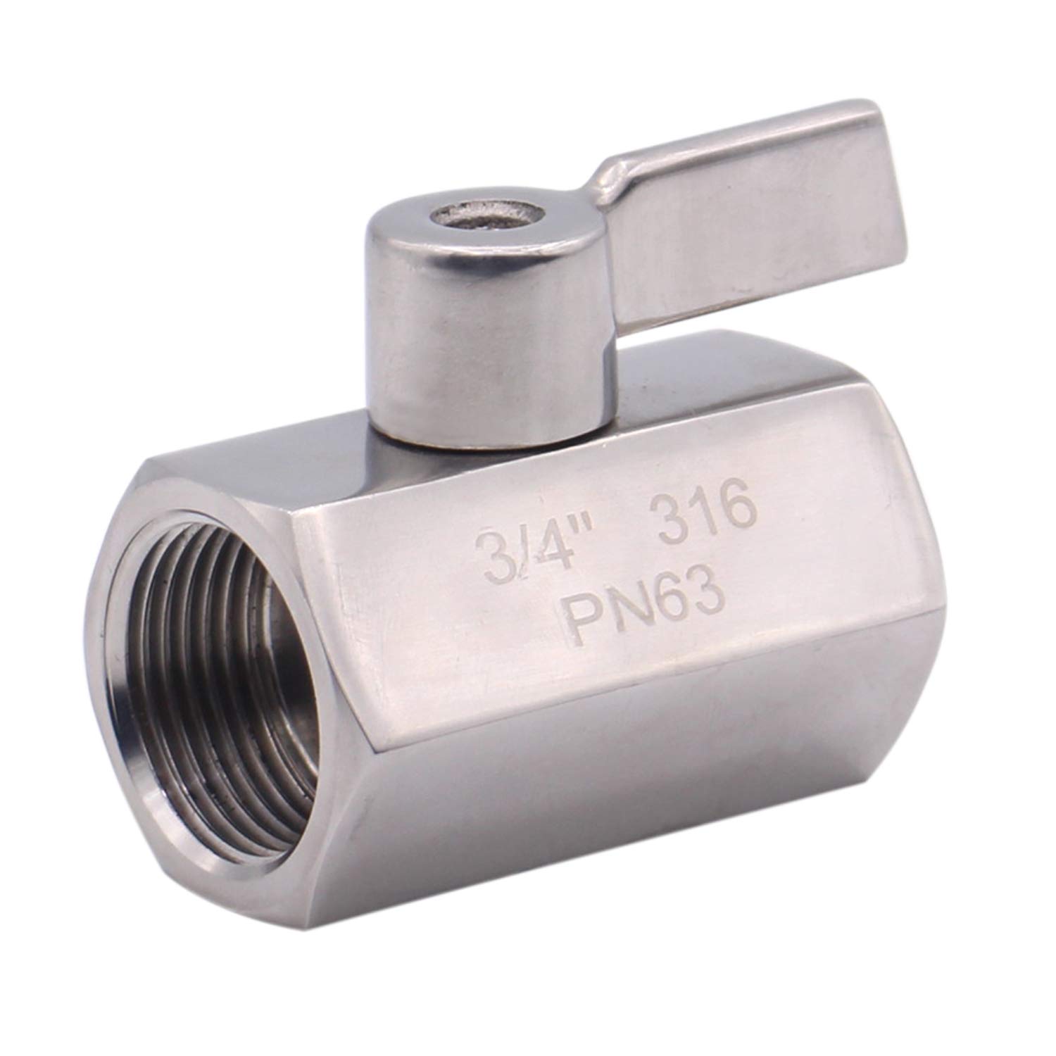 Dernord válvula de bola NPT de 3/4 pulgadas hembra y hembra con mango de acero inoxidable (Paquete de 2)