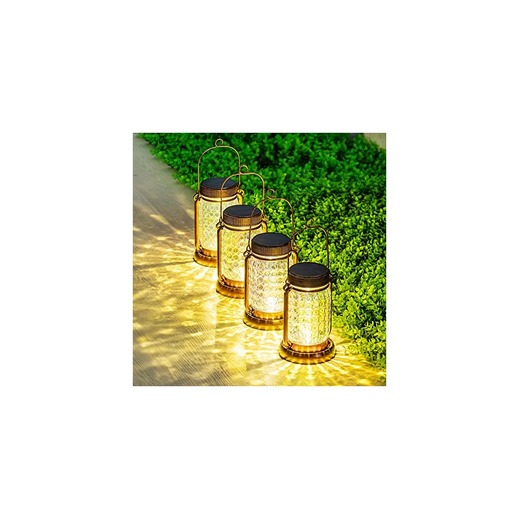Outdoor-Garden-Decor-4-Pack-Solar-Lantern-Waterproof-Warmwhite-Mason-Jar-Hanging-Lights-Porch-Decorative-for-Garden-Yard-Patio-Backyard-Deck-Courtyard-Lawn