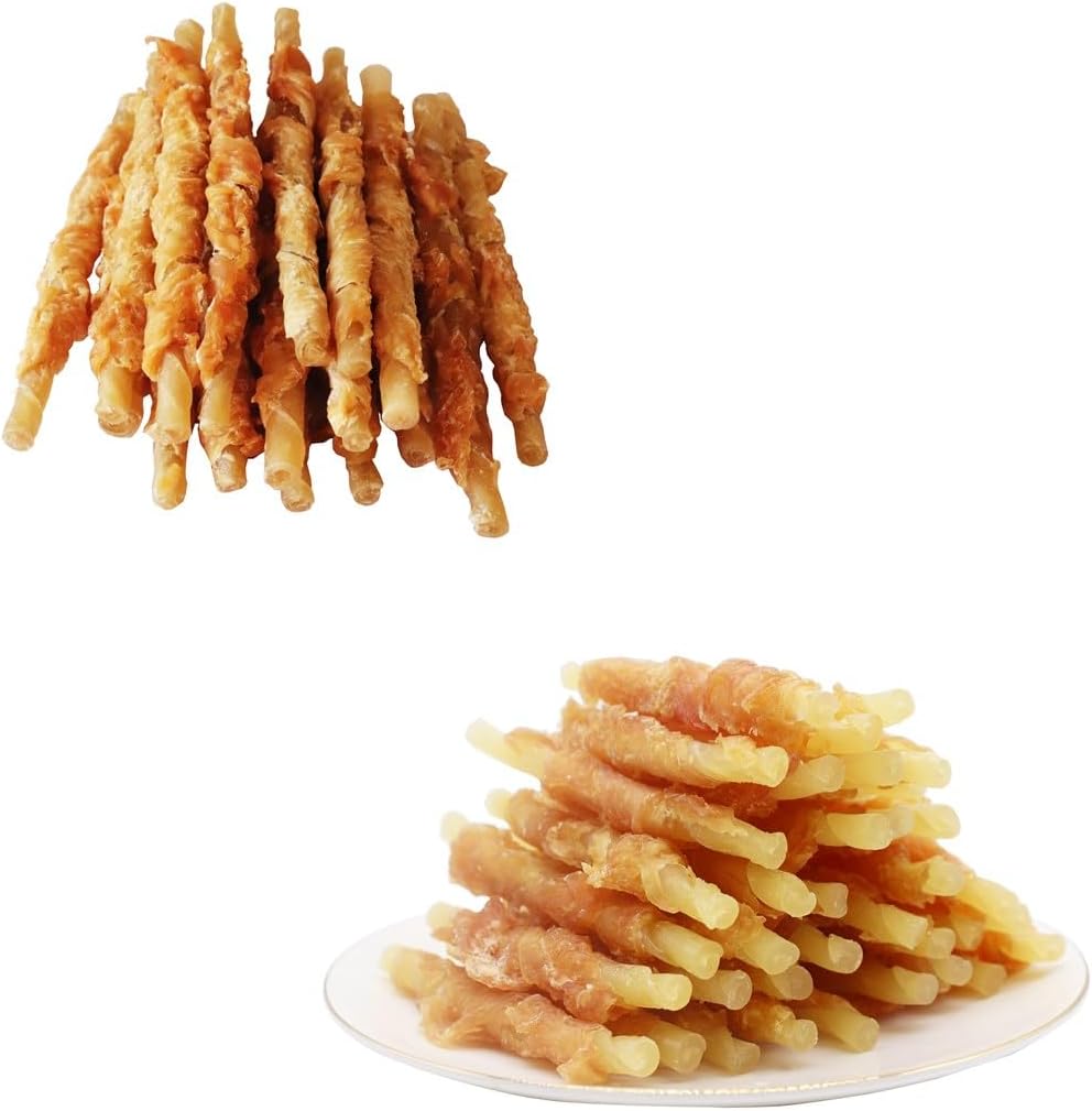 Chicken Wrapped Rawhides Sticks and Chicken Wrapped Cod Sticks Puppy Training Dog Treats