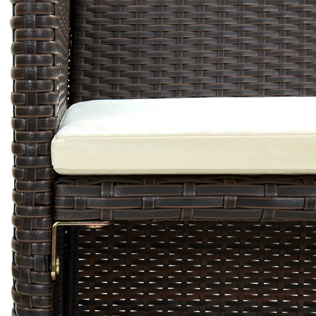 Divano da giardino a 2 posti, marrone, in rattan sintetico, con cuscini rimovibili, telaio in acciaio verniciato a polvere, resistente alle intemperie, ideale per balcone, terrazza, lounge