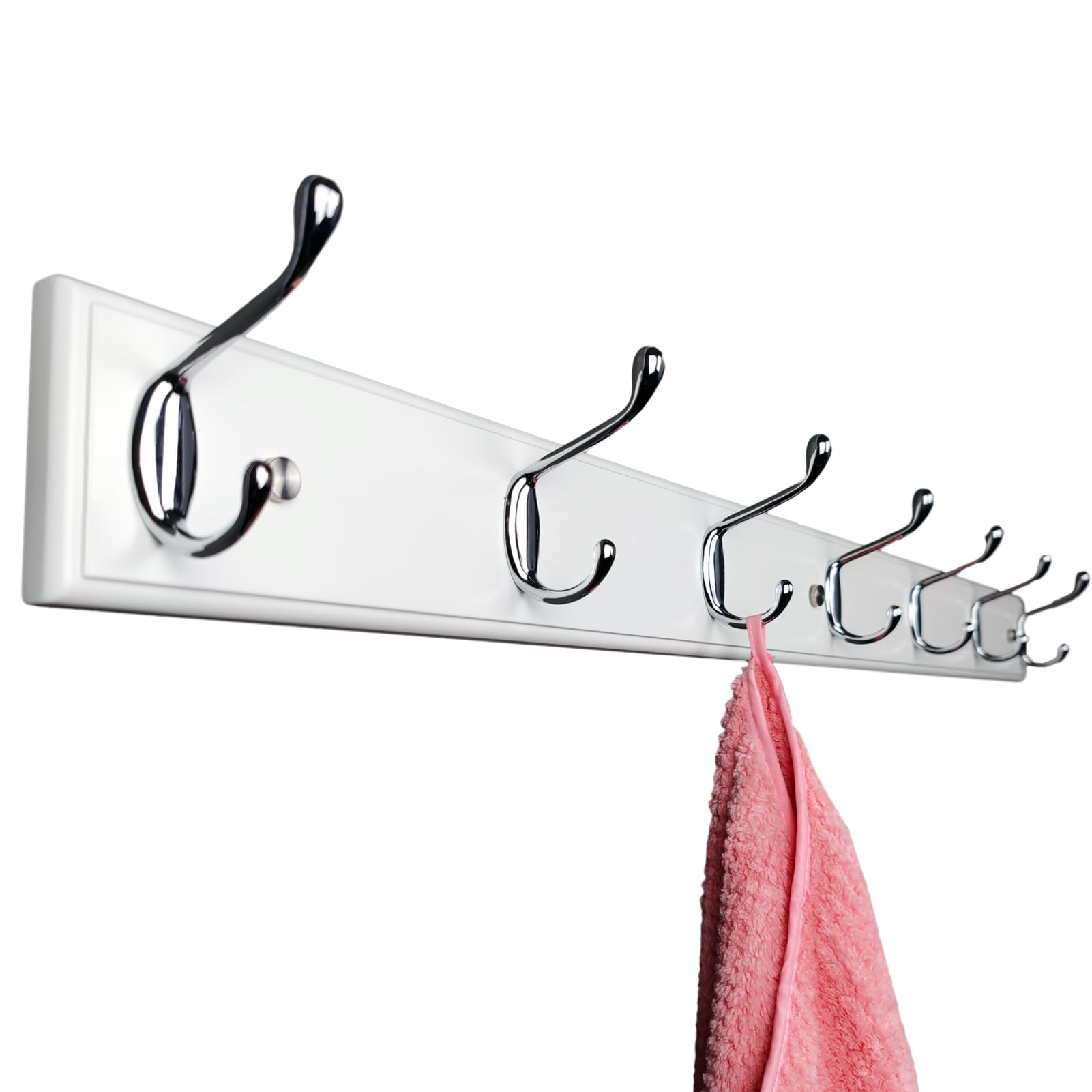 Porte-manteau mural bois blanc pour éviter les vêtements froissés dans l'entrée