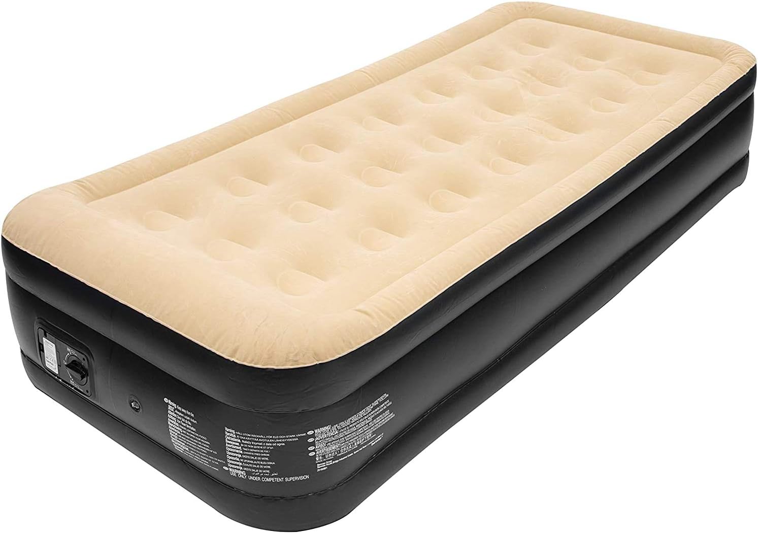 LIVIVO Luxury Flocked Air Bed Mattress โ Portable Inflatable Double Airbed with Built-In Electric Pump, Elevated, Raised & Structured Air Coil Technology (Single)