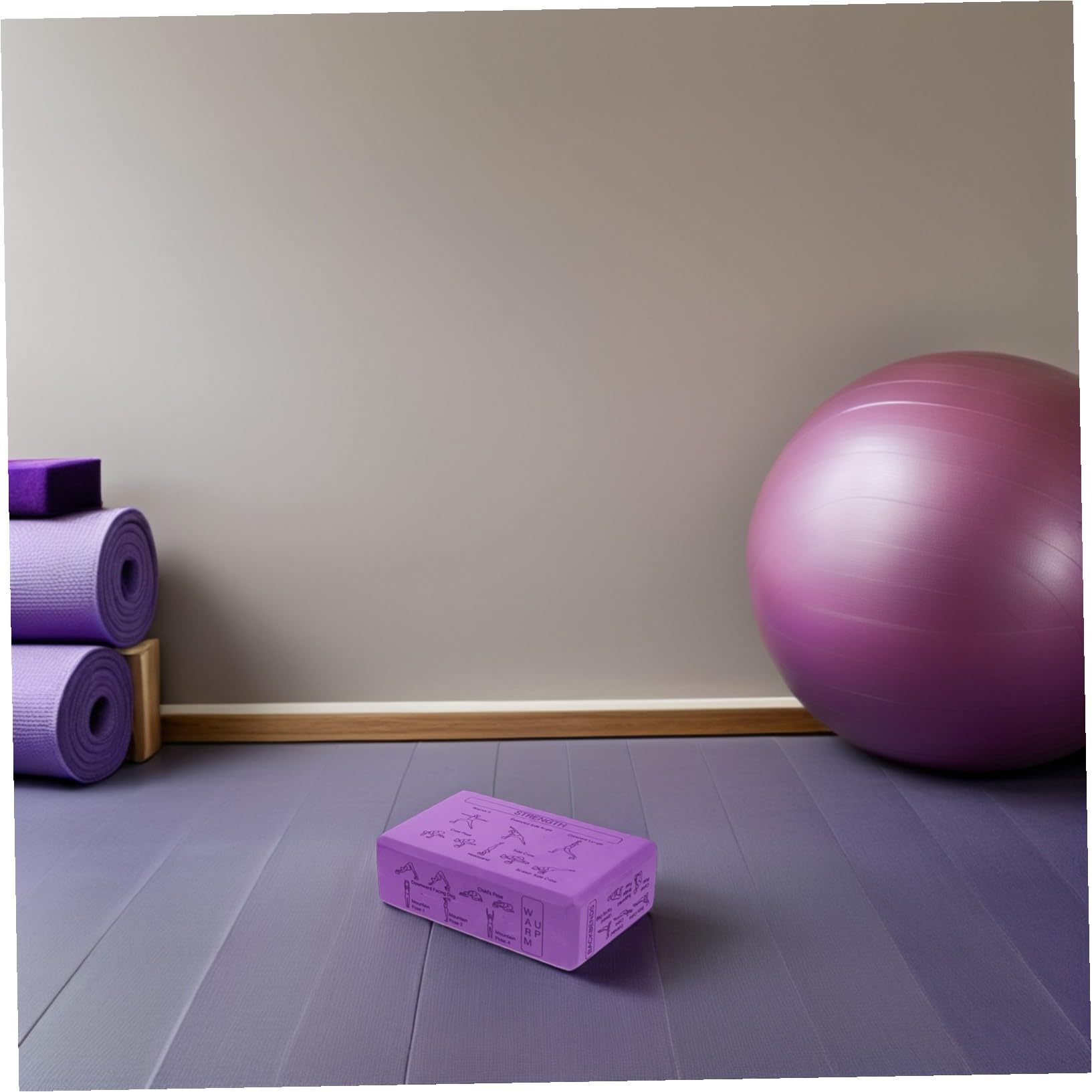 WOONEKY Bloques de Yoga de Espuma Eva de Alta Densidad y Peso Ligero con Correa para Ejercicios de Estiramiento y Entrenamiento de Equilibrio en Rutinas de Fitness
