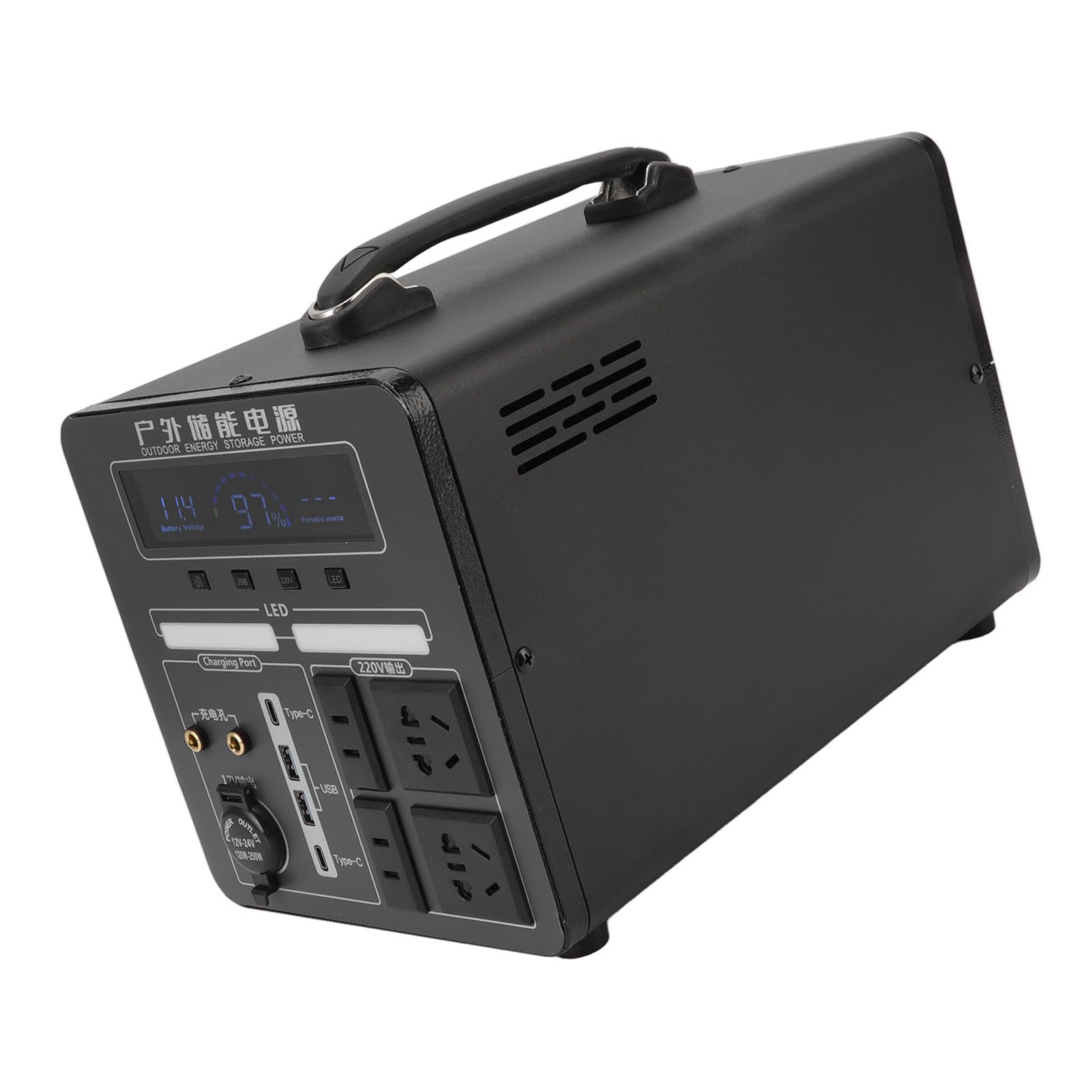 Generador Solar 600W, Estación de Energía Portátil 120000mAh 480Wh LiFePO4 con Inversor de Onda Sinusoidal Pura para Camping Al Aire Libre, Viaje por Carretera