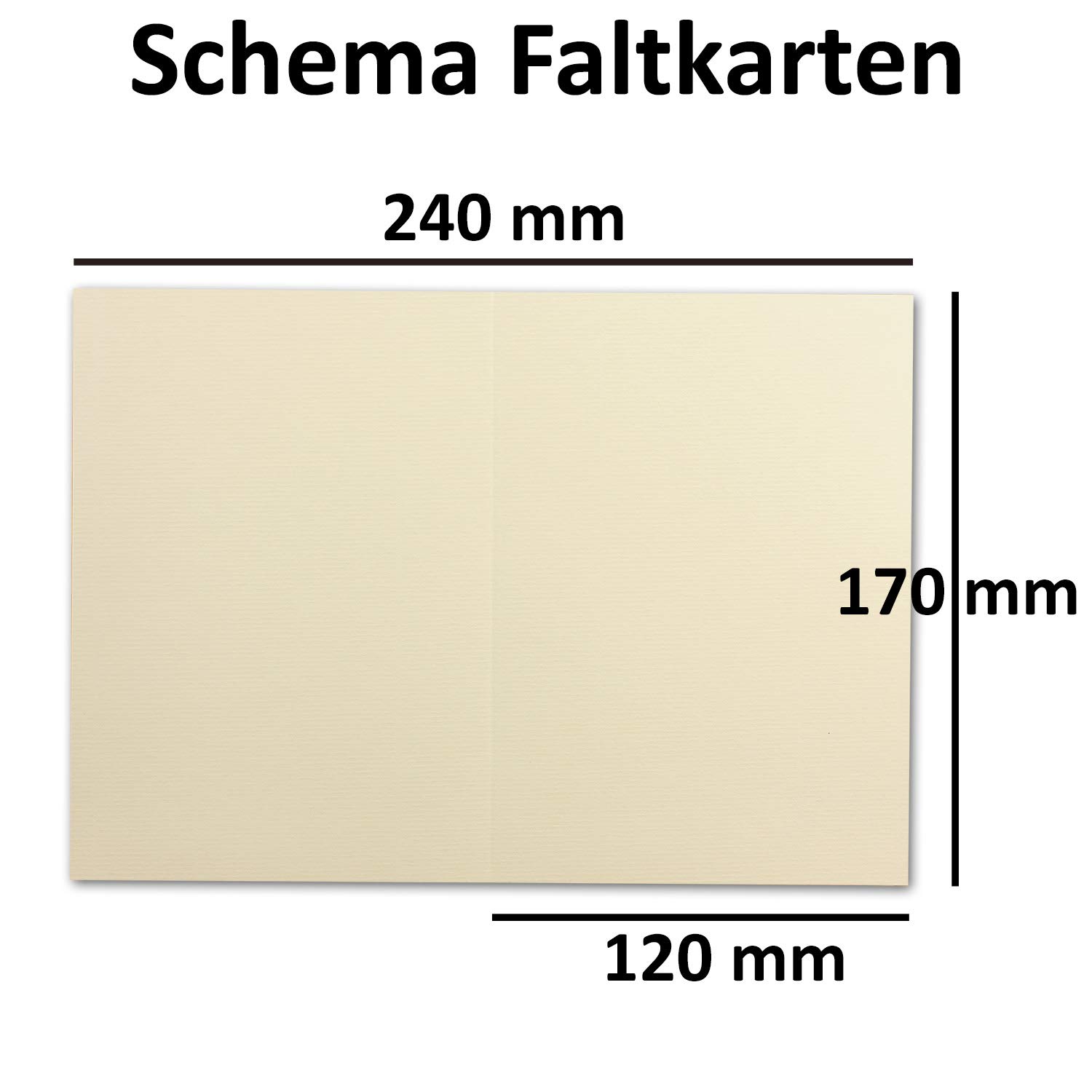 100 Sets - großes Kartenpaket mit 100 Faltkarten & 100 Umschlägen DIN B6 in Creme-Chamois - GERIPPT
