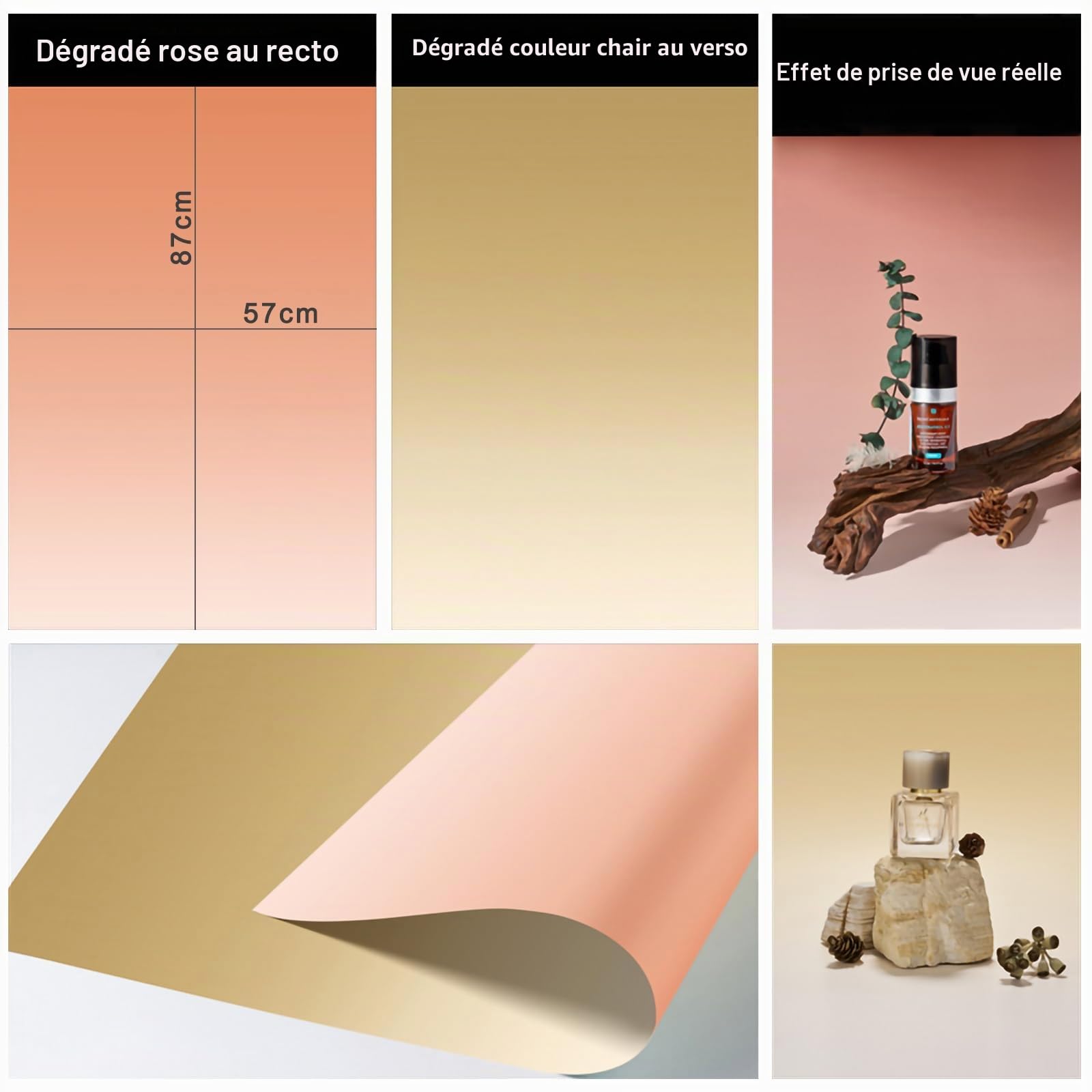 7pcs 14 Pattern Original Design photographie dégradé papier de fond avec support, imperméable à l'eau sur les deux côtés, réutilisable 34x23 pouces Morandi photo Desktop Back pour la nourriture, bijou
