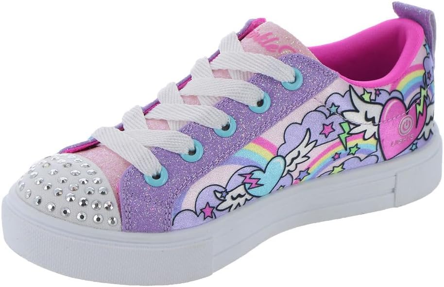 twinkle♡ Skechers Twinkle Girls' Sparks Flying Hearts Trainers, Silver, 28