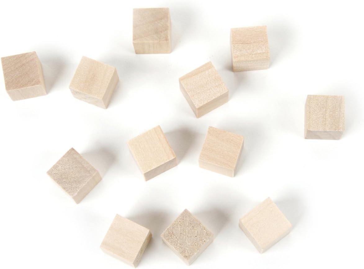 Darice 9112-47 Natural Unfinished Wood Cube, 1/2-Inch