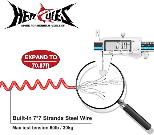Miniatura 2 de HERCULES Cordón de pesca M4, correa de caña de pescar, correa de paleta de kayak, cordón retráctil resistente para pesca, cañas, alicates, canotaje,