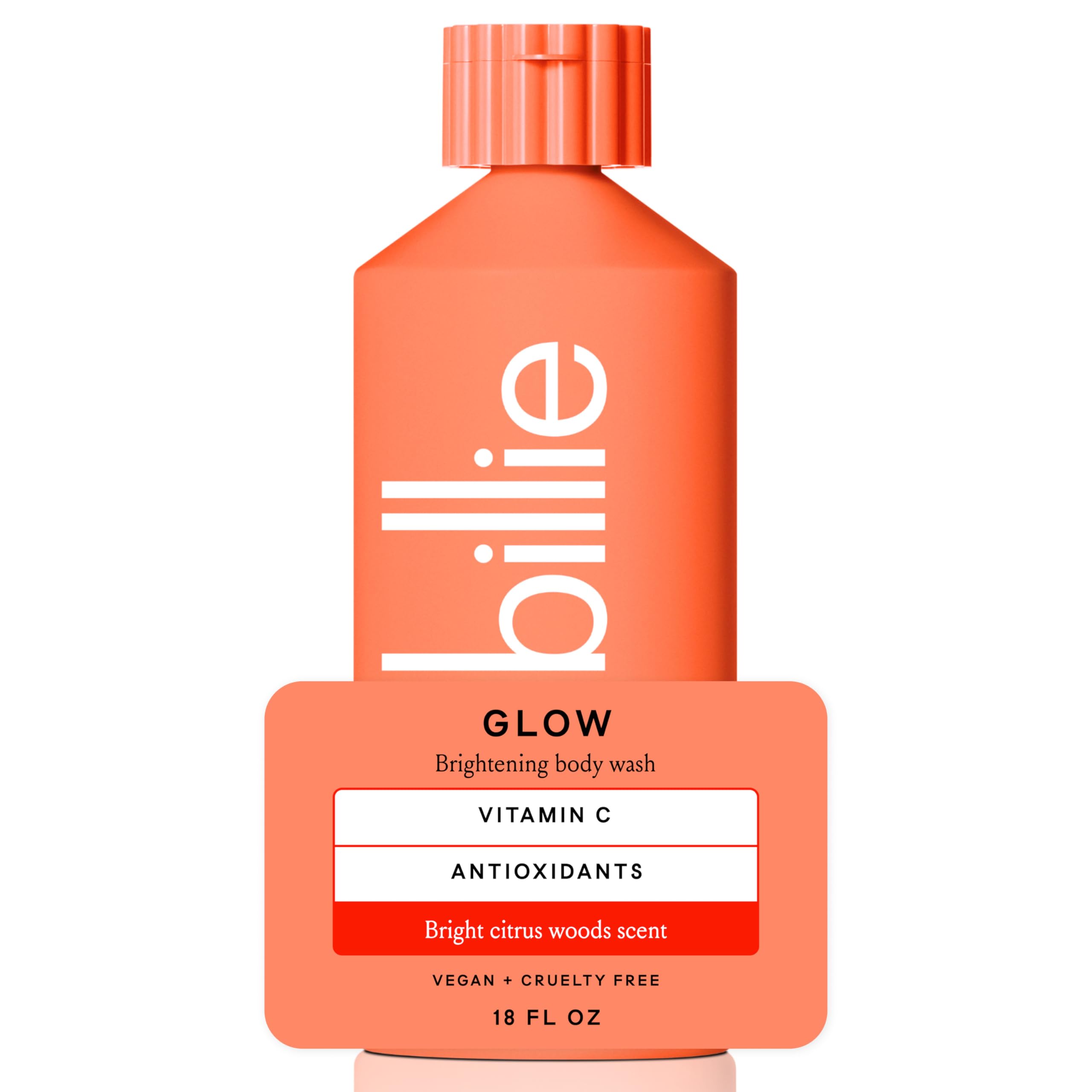 Billie Glow Womens Body Wash, Brightening, Santal Blossom, 18 Fl Oz | Energizing shower gel, Contains vitamin C and antioxidants, Brightening skin care, Sunny citrus garden scent, Vegan