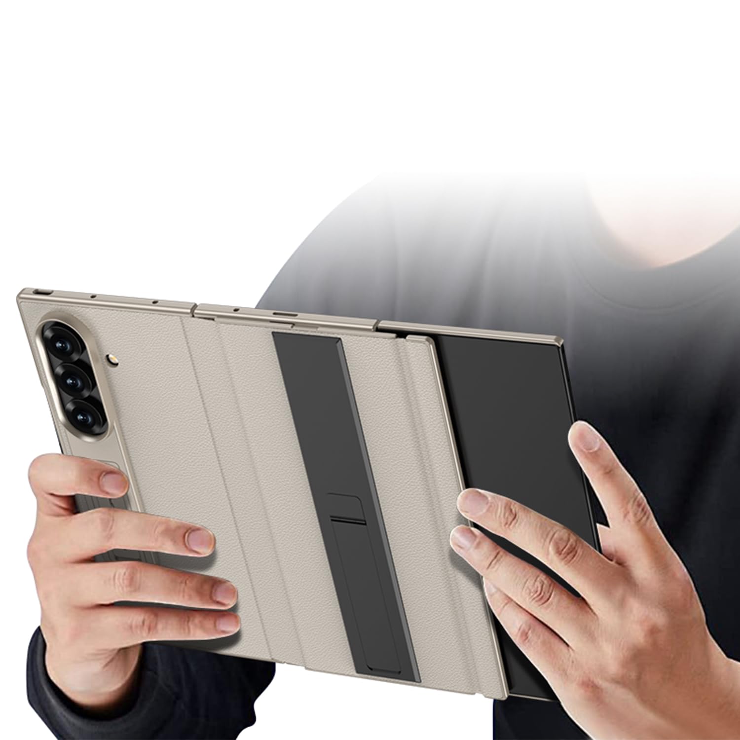 COQUE Funda para Galaxy Z Trifold, Carcasa Plegable con Soporte para teléfono, Funda Plegable de 3 Paneles para Samsung Galaxy Z Trifold-Gris Titanio