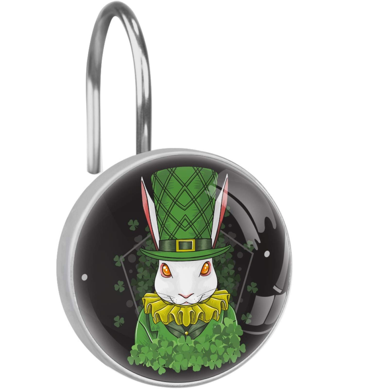 Lot de 12 anneaux de suspension ronds en acier inoxydable pour rideau de douche avec inscription « Happy St Patrick »