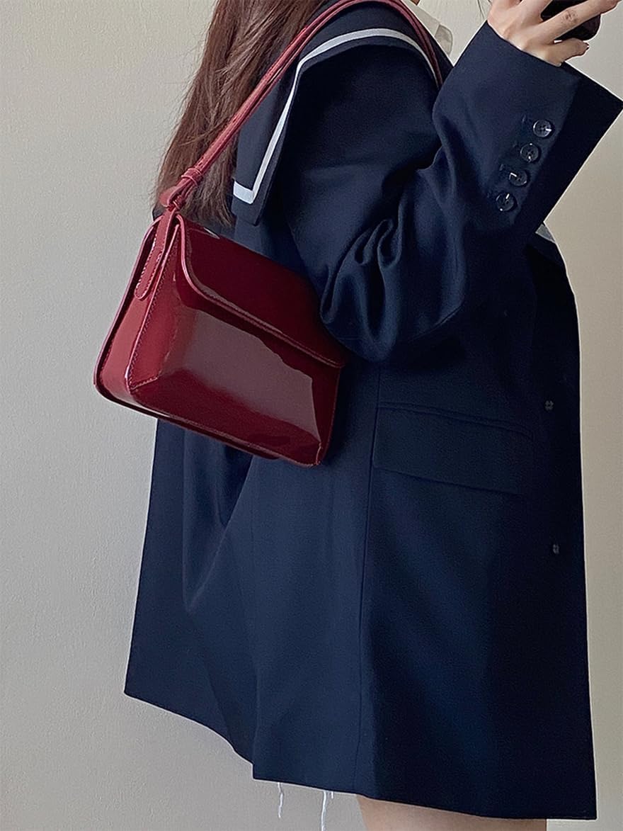 Patent Leather Evening Clutch Shiny Top-handle Purse Mini Shoulder Bag Elegant Handbag for Women - Image 8