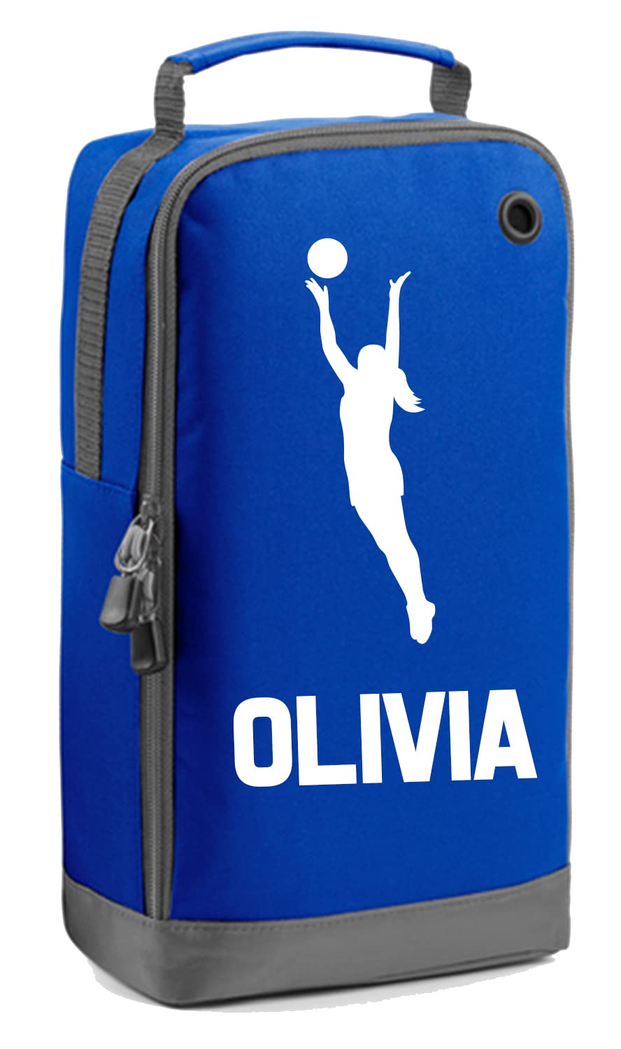 Girls Personalised Gym Bag Netball Kit Custom Name Children's Sports Bags PE Back to School for Girls Kids (Bright Royal)